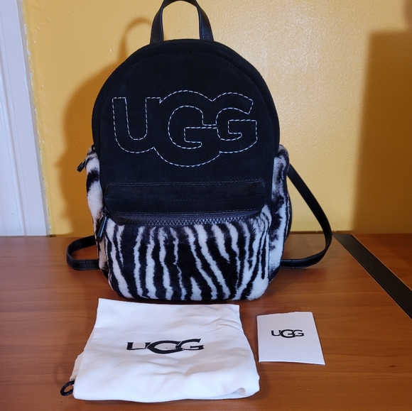 UGG Dannie II Mini Sheepskin Zebra Backback - Picture 2 of 10